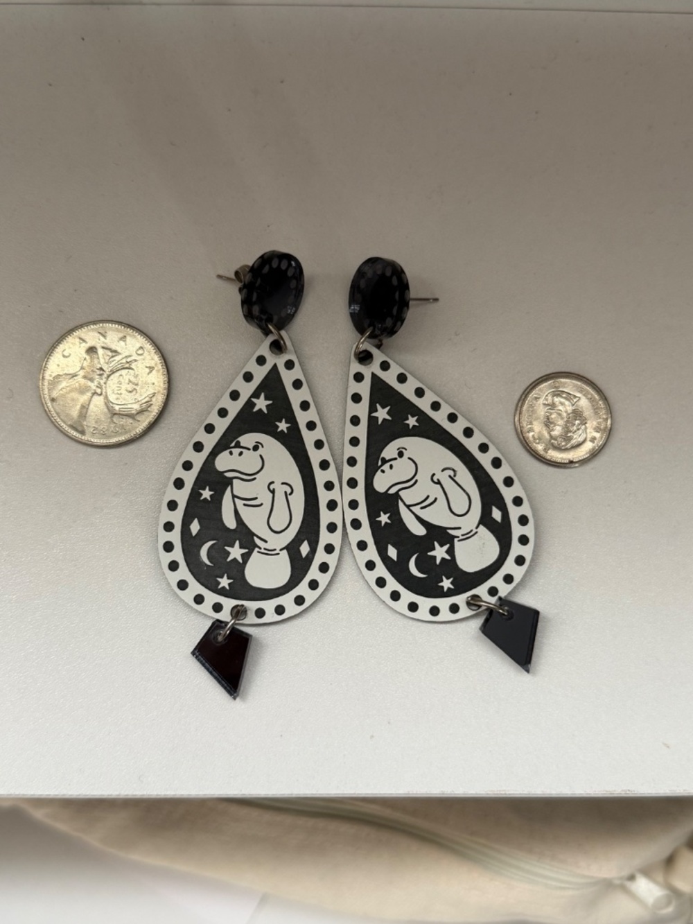 Bundle of cute handcrafted animal earrings. Manatees, squirrels and bluebirds 🤗 - Picture 8 of 11